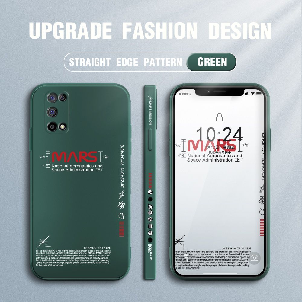 Jizetin for Realme 7 5G Case New NASA Design Side Design Phone Case Square Edge Pattern Liquid Silicone Cases Full Cover Camera Soft Protection Case