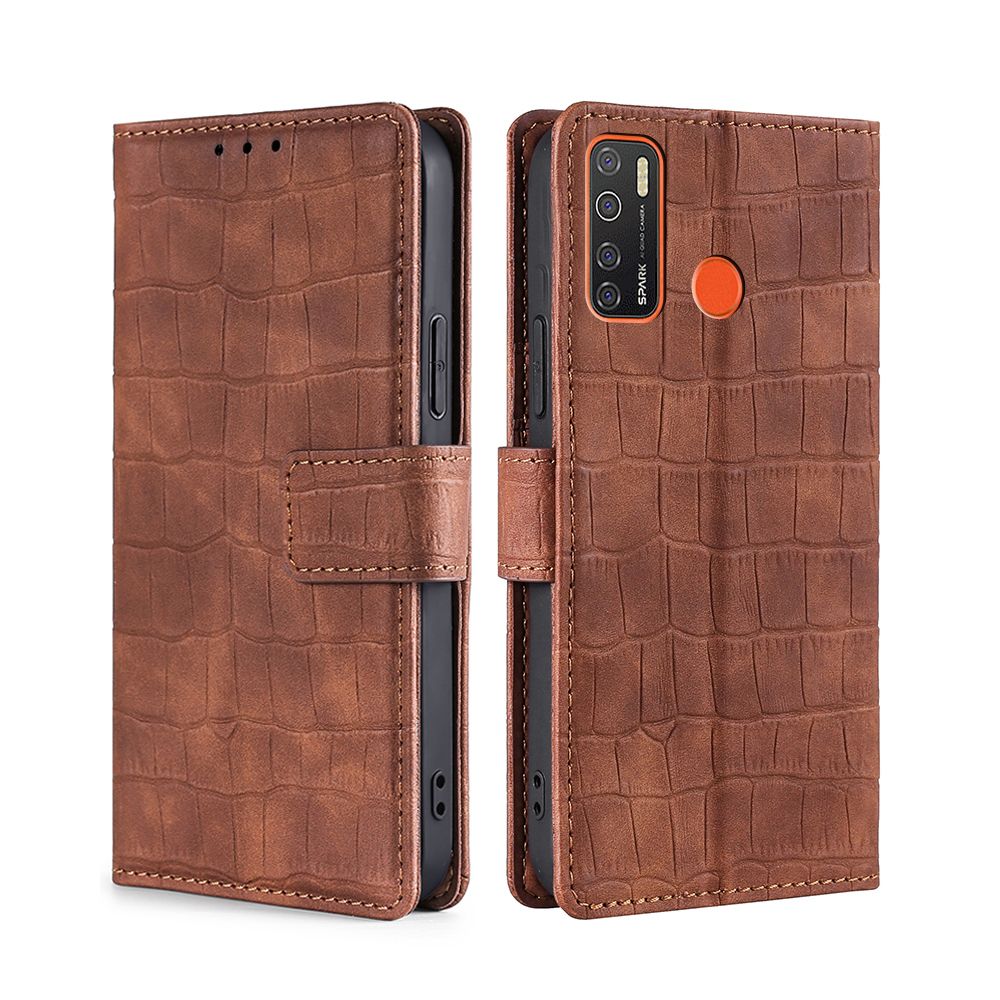 Business Crocodile Pattern Leather Wallet Case For Tecno Camon 15 / Tecno Camon 15 Air / Tecno Spark 5 / Tecno Spark 5 pro Full Protection Mobile Phone Bag Cover
