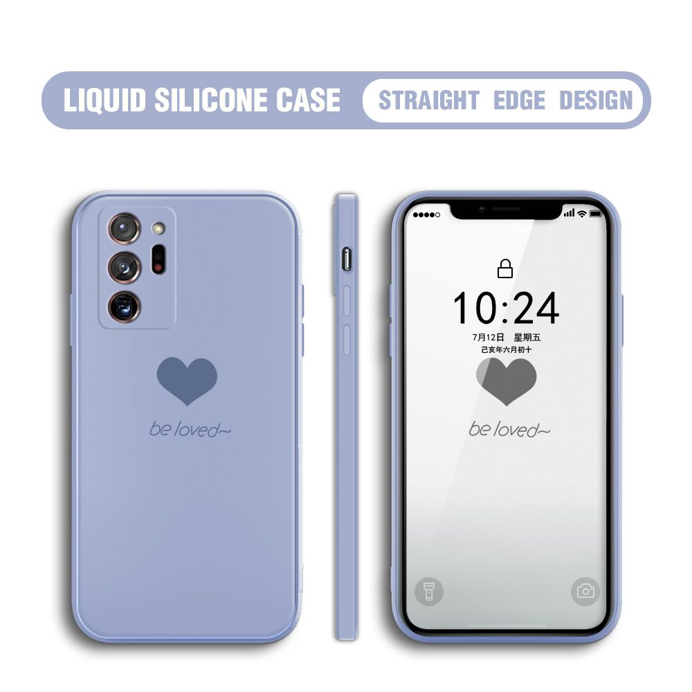 Jizetin for Samsung Galaxy Note 20 Ultra Back Cover Little Love Multicolor Liquid Silicone Phone Case Soft Square Lens Protection Phone Cases