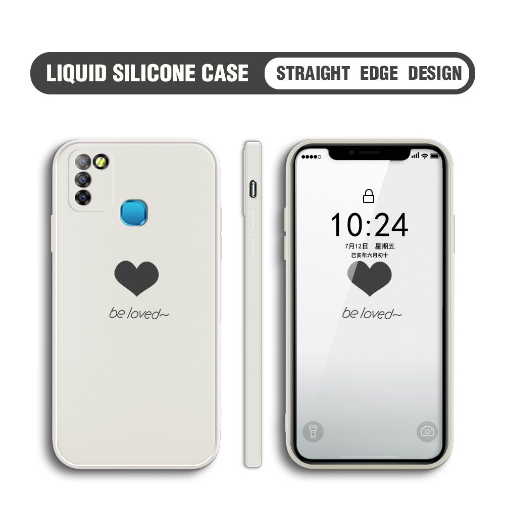 Jizetin for Infinix Smart 5 / Hot 10 Lite Back Cover Little Love Multicolor Liquid Silicone Phone Case Soft Square Lens Protection Phone Cases