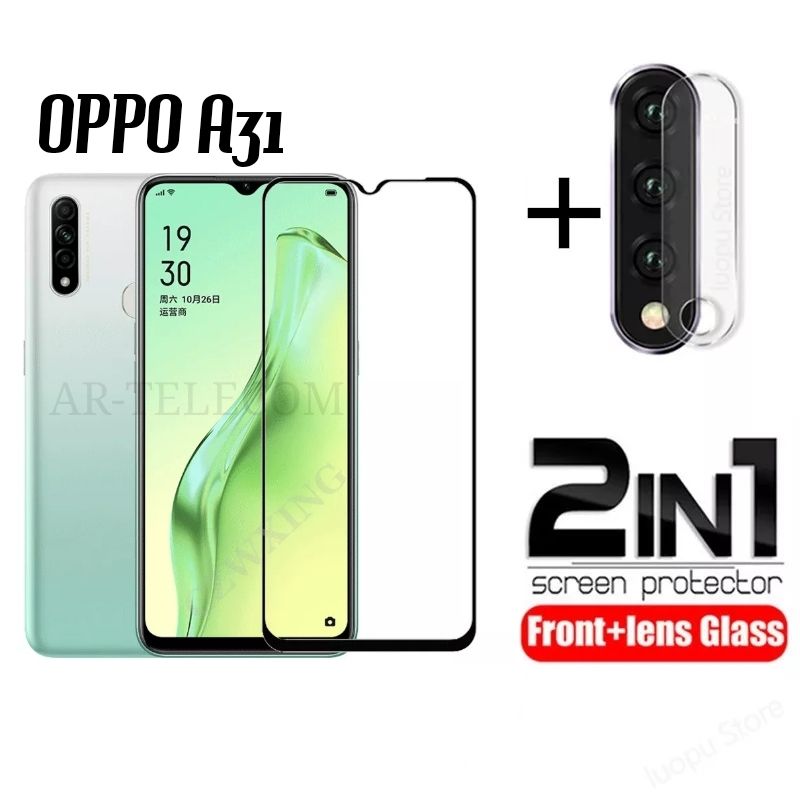 OPPO A31 2-in-1 Combo Pack (Full Coverage Glass Screen Protector+Camera Lens Protector Glass)