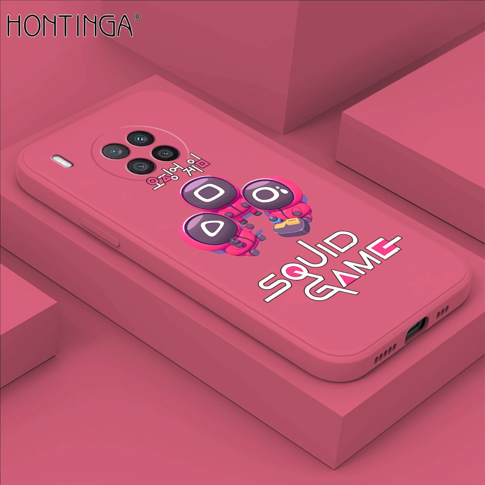 Hontinga for Huawei Nova 8i Case Cute Cartoon Cute Squid Character Phone Cover Square Liquid Silicone Shockproof Phone Protective Case