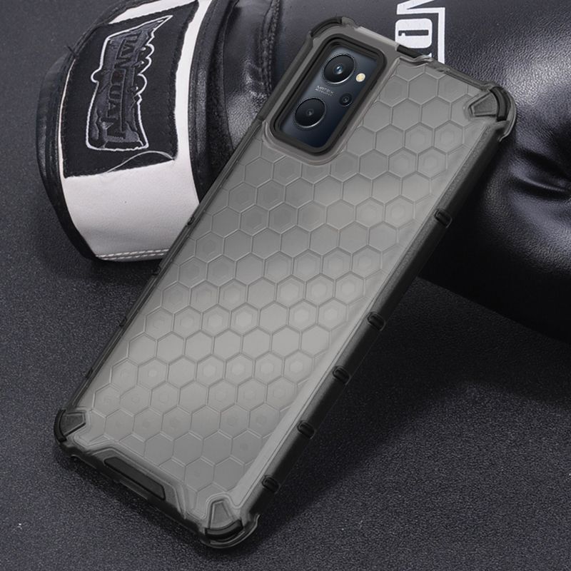 Vantime for Realme 9i Case Honeycomb Transparent Back Anti fingerprint Cover