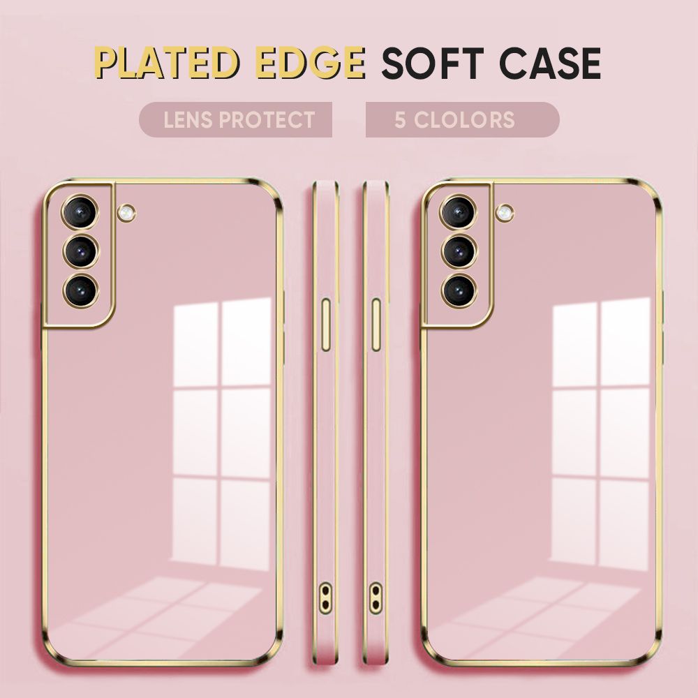Luxury 6D Plating Case for Samsung Galaxy S21 Plus 5G Back Cover Soft Silicone Square Frame Shiny Bling Phone Cases