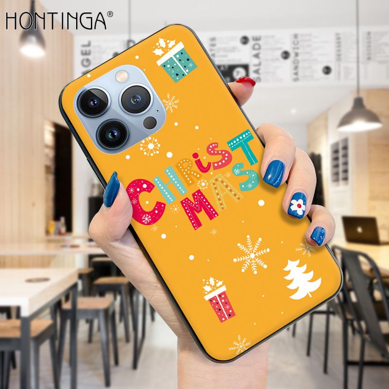 Hontinga for iPhone 13 Pro Max Case Merry Christmas Gifts for Girls Boys Phone Cover Shockproof Soft Silicone TPU Cases