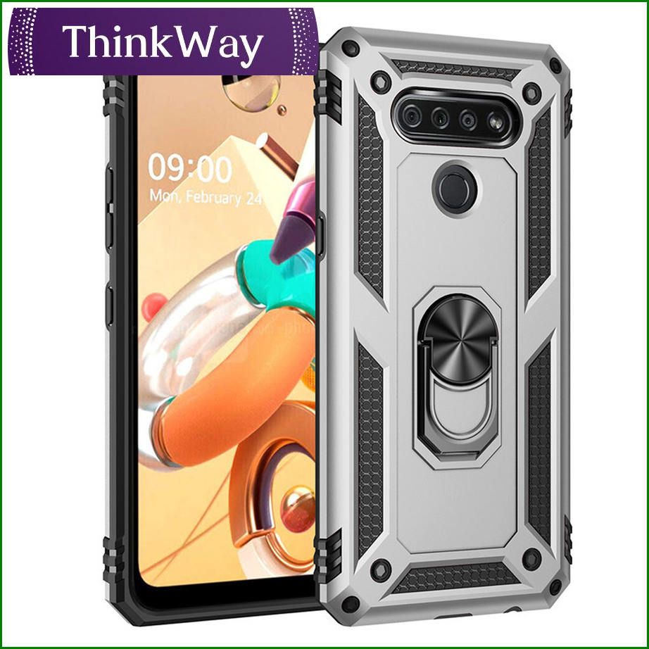 Car with 360 Degree Metal Swivel Ring Bracket Double Layer Shock Resistant Drop Armor Protective Cover For LG K51/Q51 & LG Aristo 5/ Aristo 5+ /K31