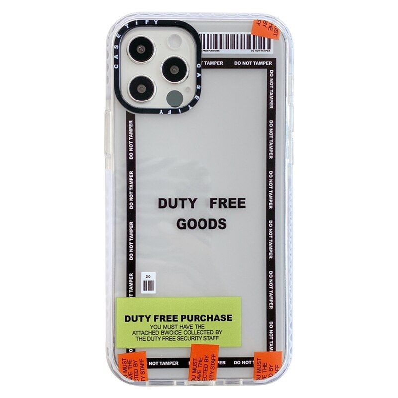 Luxury Brand Warning Label Soft Silicon Aesthetic Phone Case for Apple Iphone 12 MiNi 6 7 8 X XS XR MAX 11 Pro Plus SE Back Cover
