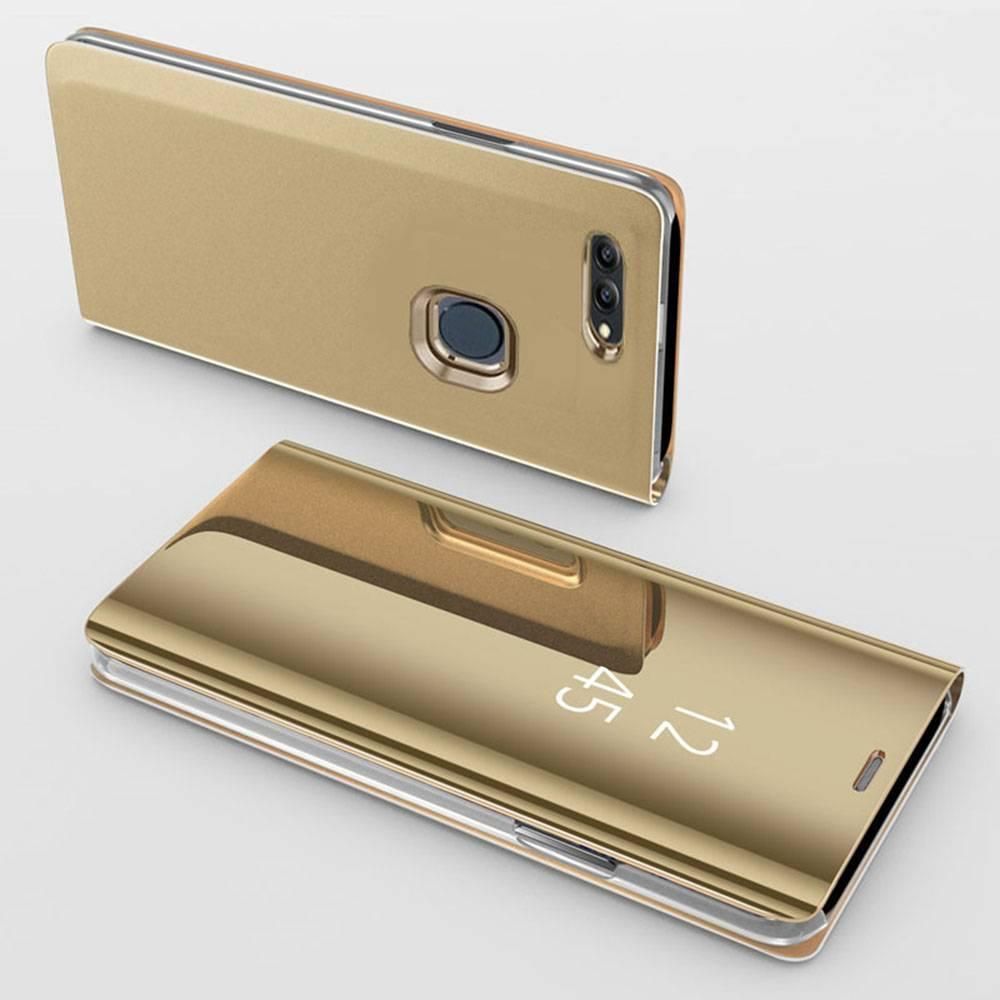 For Huawei Y6 Prime 2018 Mirror Plating Hard PC -PU Leather Semi-transparent Standing View Case Cover Mirror Plating Hard PC -PU Leather Semi-transparent Standing View Case Cover