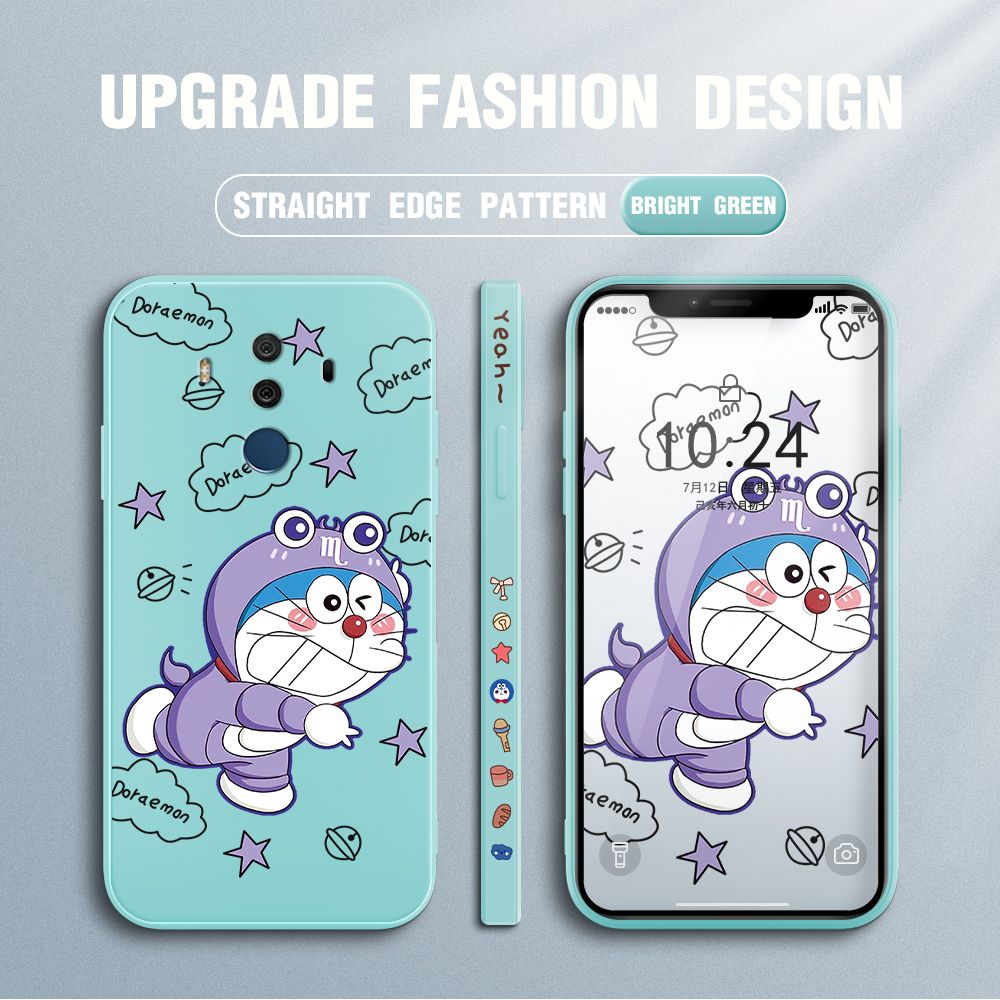 Jizetin for Huawei Mate 10 Pro Case Cute Cartoon Purple Doraemon Anime Side Design Phone Case Ultra Soft Edge Pattern Liquid Silicone Phone Cases