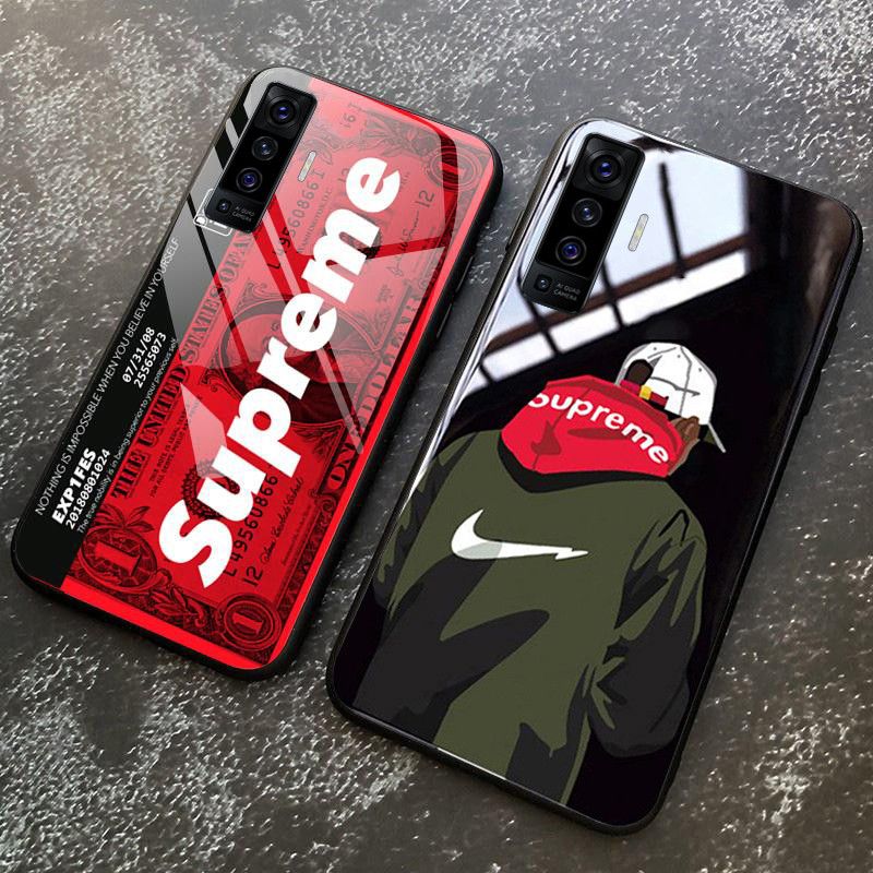 Supreme For Vivo X50 Case Tempered Glass Protector Mirror Back Covers SUP Superme Supreme Design Vivo X50 Back Cover