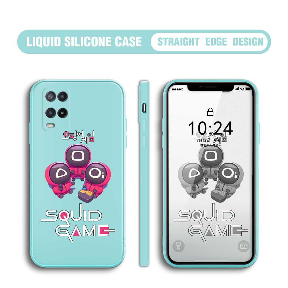 UCUC for OPPO A54 Case Cute Cartoon Cute Squid Character Phone Cover Square Liquid Silicone Shockproof Phone Protective Case