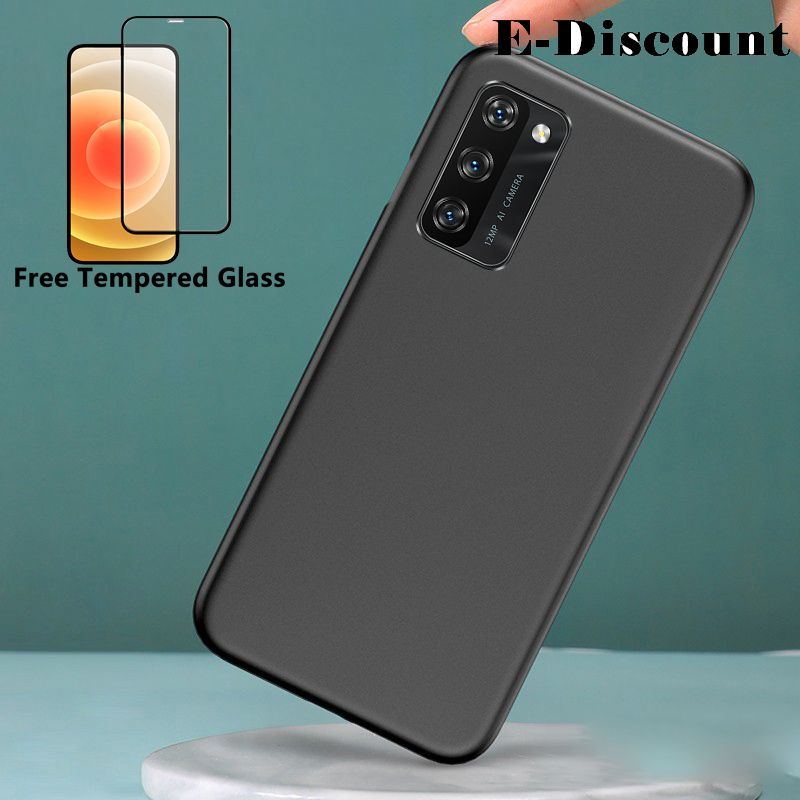 For Blackview A100 Case + Free Tempered Glass Screen Protector Soft Matte Silicone Blackview A100 Back Cover