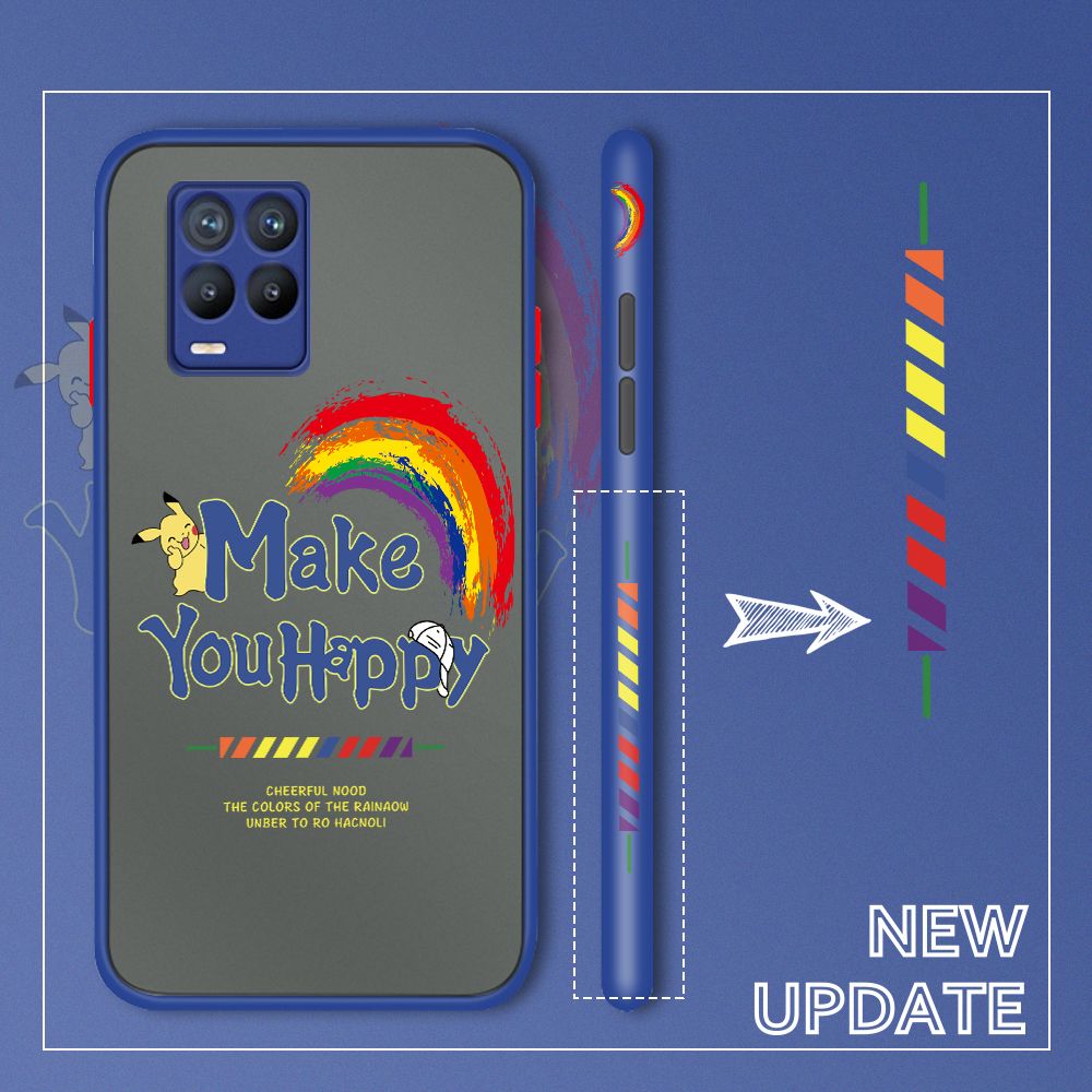 UCUC for Realme 8 / Realme 8 Pro Back Cover Rainbow Pikachu Side Printed Design Phone Case Ultra Thin Frosted Cover Shockproof Phone Cover