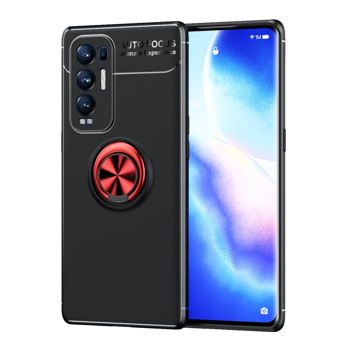 For OPPO Reno 5 Pro Plus 360 Degree Rotating Ring Clip Holder Case (Compatible with Magnetic Car Mount) Resilient TPU Drop Protection Armor Protective Case Cover