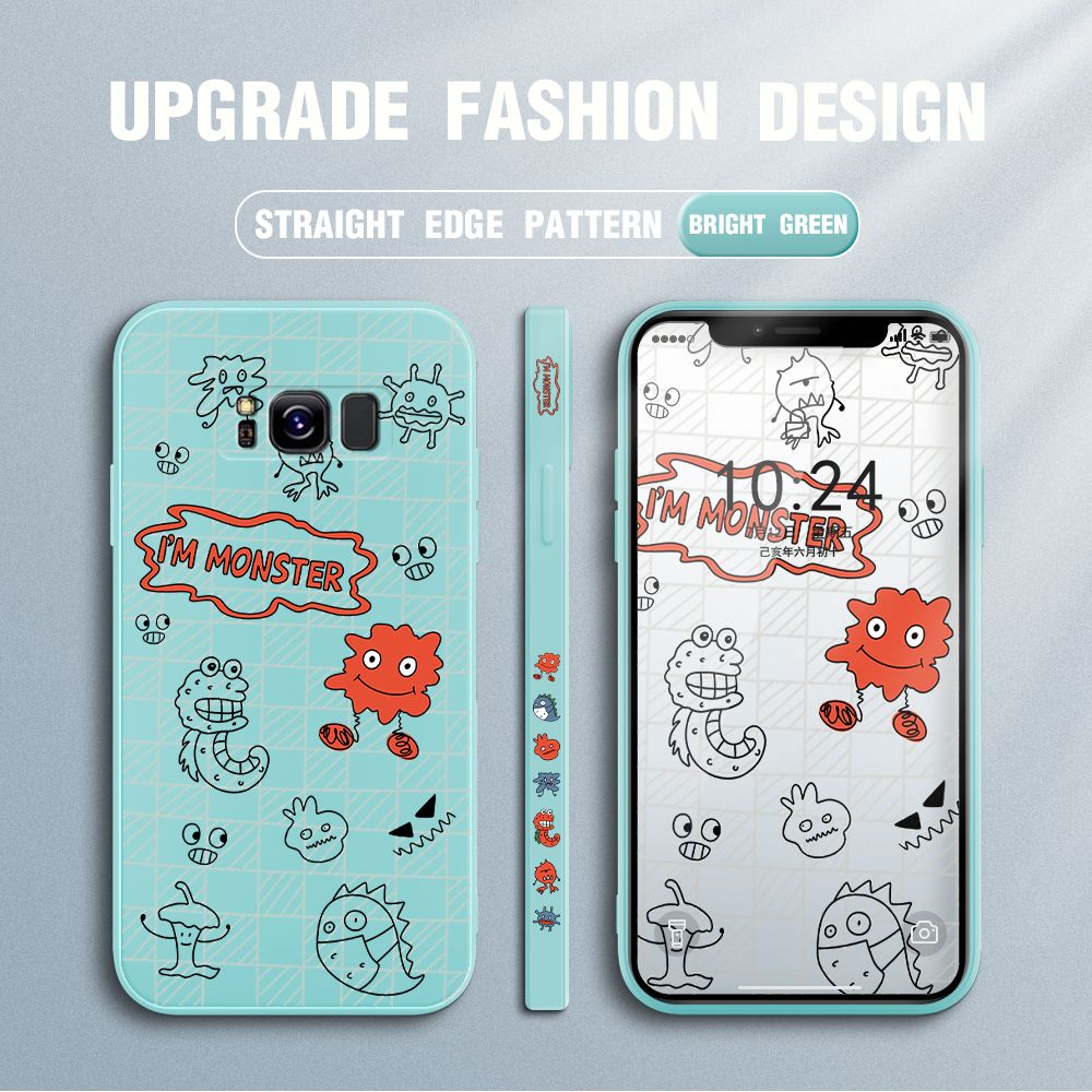 Jizetin for Samsung Galaxy S8 Case Side Design Phone Cover Printed Text “I Am Monster ” Cover Square Edge Pattern Liquid Silicone Trend Case