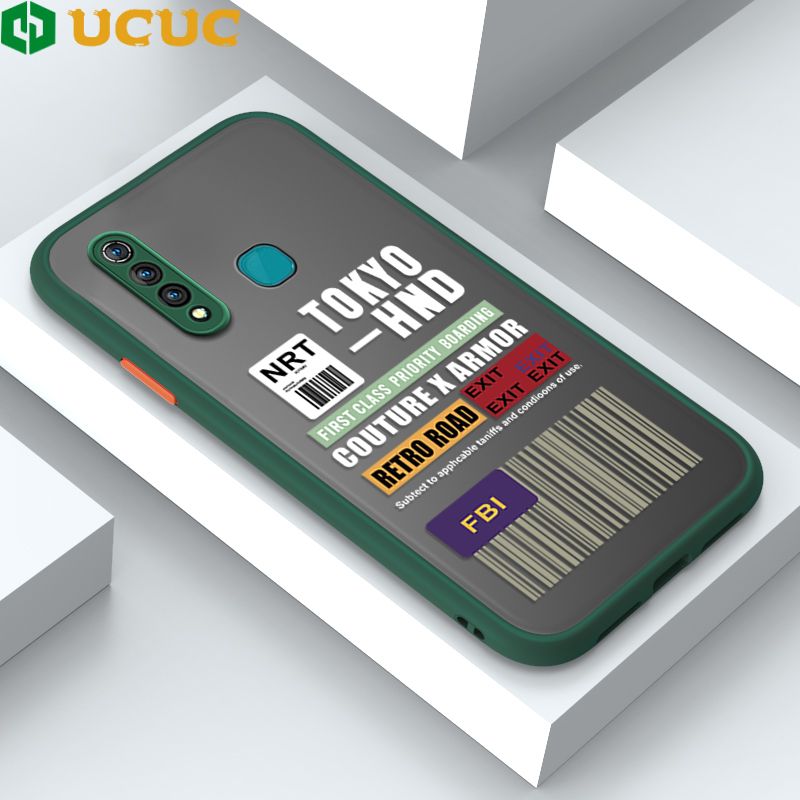 UCUC for Vivo Z1 Pro Z5X Back Cover FBI Sticker Frosted Transparent Hard Phone Case Thin Shockproof Full Cover Camera Protect Case
