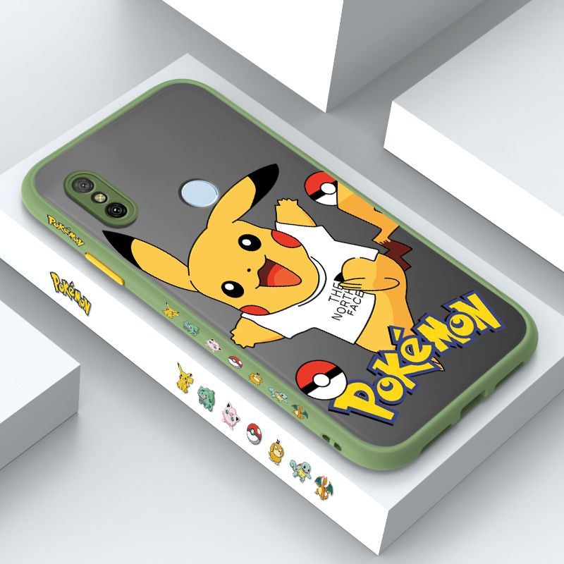 ZeroQiQi for Redmi 6 Pro Case White Clothes Pikachu Side Printing Cover Frosted Ultra Thin Protective Anti Fall Phone Case