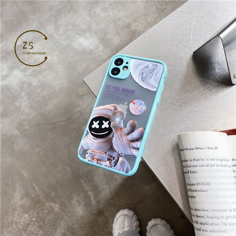 Casing Space Astronaut Phone Case For OPPO Reno 5 Reno 4 OPPO A53  A52 A92 A5S A7 A12 A3S A12e A9  F9 Fashion Tide Camera Protection Translucent Matte Case ZhongSheng