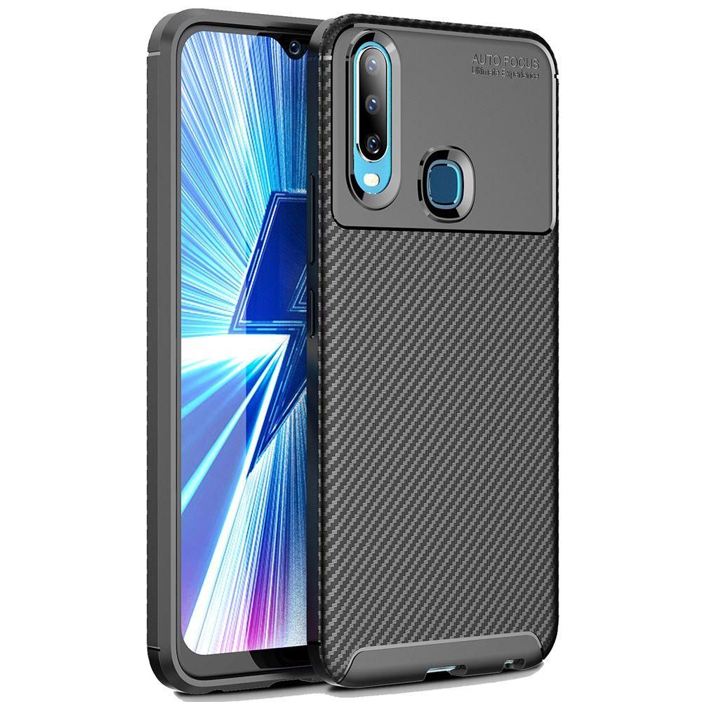 For VIVO Y17 Case Soft Back Cover Anti-knock TPU Bumper Carbon Fiber Phone Case