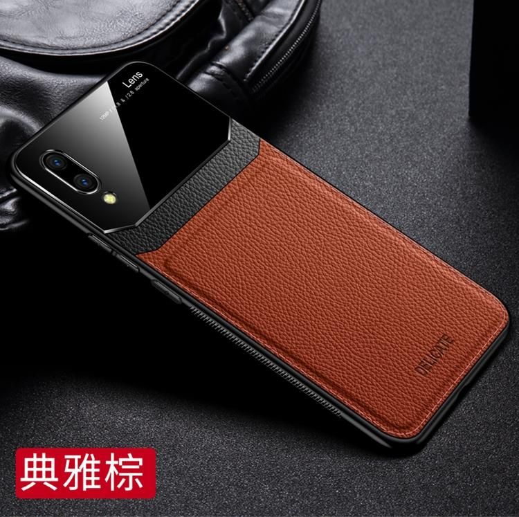 Case For Vivo Y91C Leather Mirror Tempered Glass Shockproof Phone Back Cover