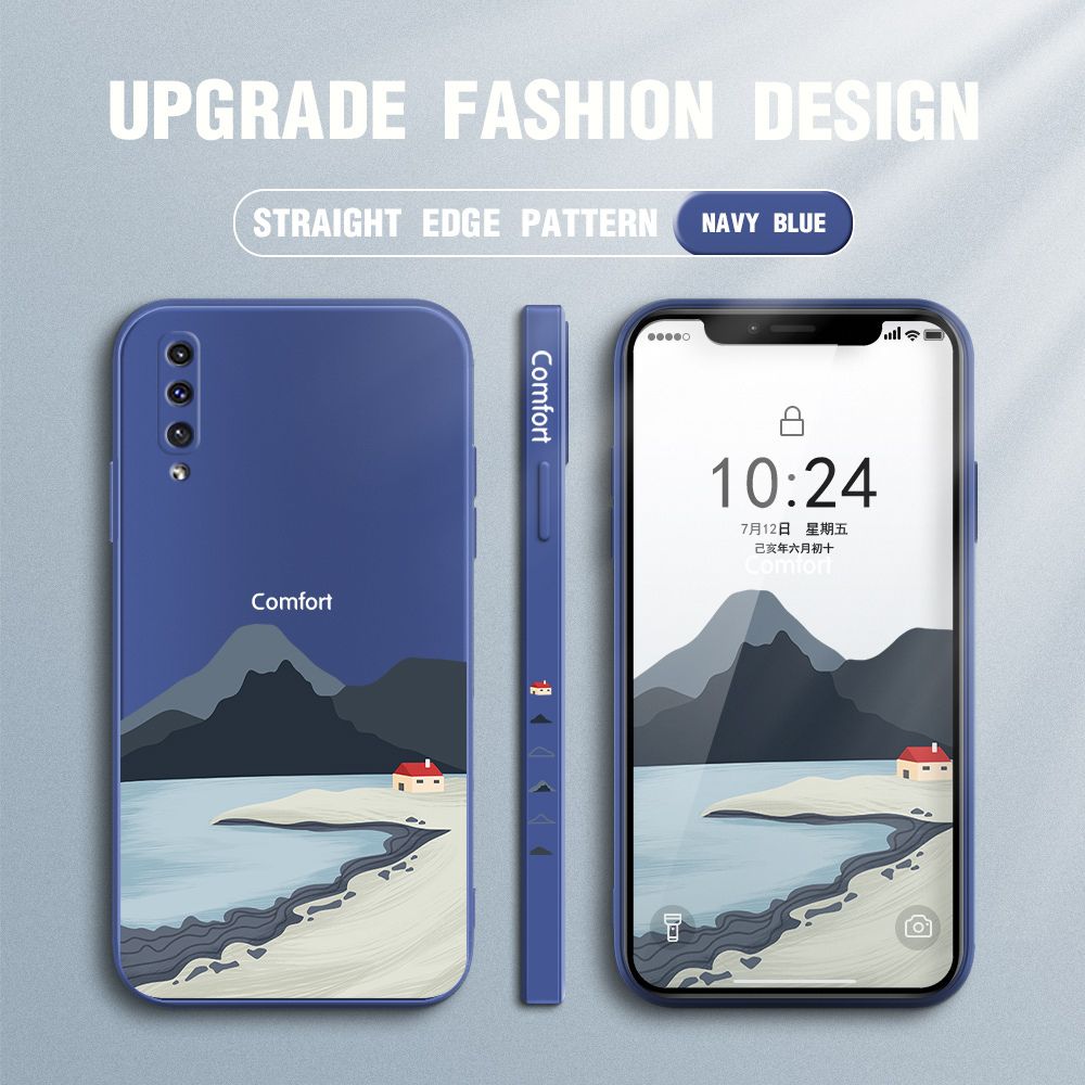 Jizetin for Samsung Galaxy A30S / A50 / A50S Case Mount Fuji Design Side Design Phone Case Square Edge Pattern Liquid Silicone Cases Full Cover Camera Shockproof Protective Case