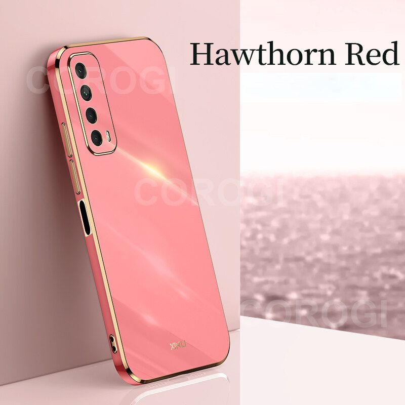 For Huawei Y7A Back Cover Fashion Shiny Plating Square Bumper Camera Protection Case Soft Silicone Shockproof Protective Mobile Phone Cases