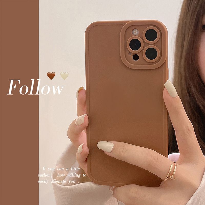 Simple Coffee Color Case Soft Silicone Cover Mobile Phone Protective Case
