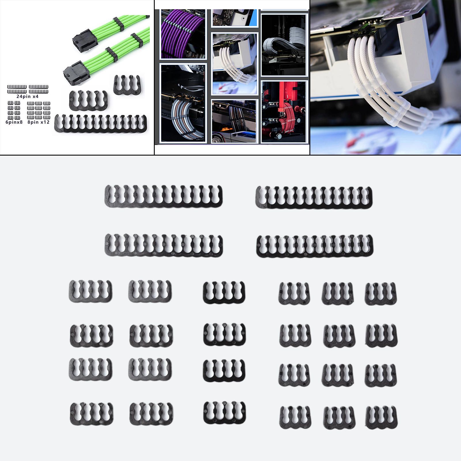 NYT 24 Pcs Cable Comb Gpu 6 Pin 8 Pin Motherboard 24 Pin For 3.0 To 3.6Mm Clip