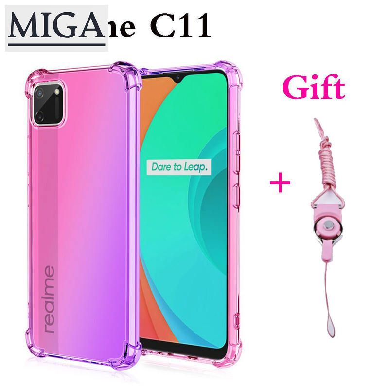 For OPPO Realme C11 phone case Realme C2 Four-corner drop-proof transparent mobile phone case
