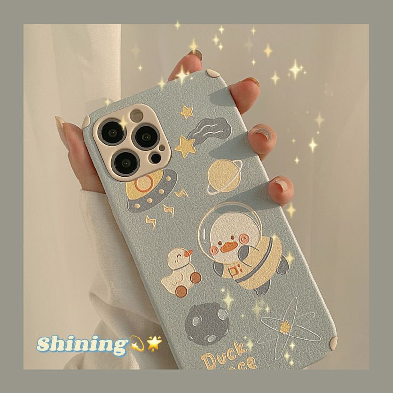 Leather Case Cute Cartoon Duck Silicone Soft Cover