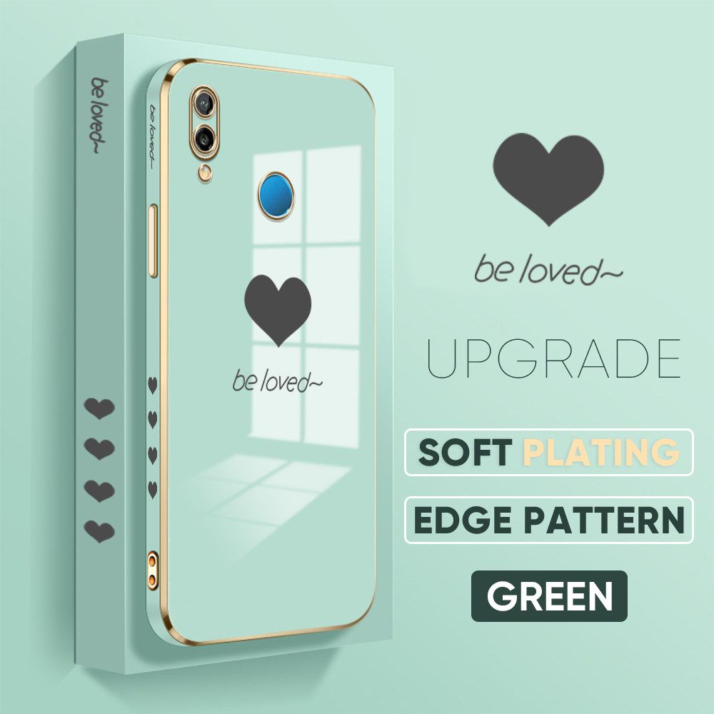 TA for Huawei Nova 3E / P20 Lite Back Cover + Free Lanyard Simple Love Luxury 6D Plating Case Side Pattern Soft Silicone Square Phone Cases
