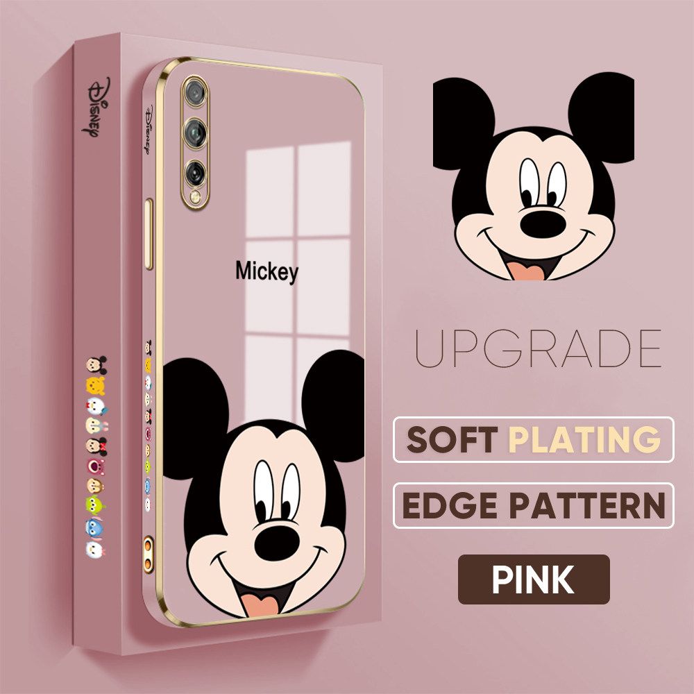 TA for Huawei Y8P 2020 Back Cover Cute Mouse Luxury 6D Plating Case Side Pattern Soft Silicone Square Phone Case