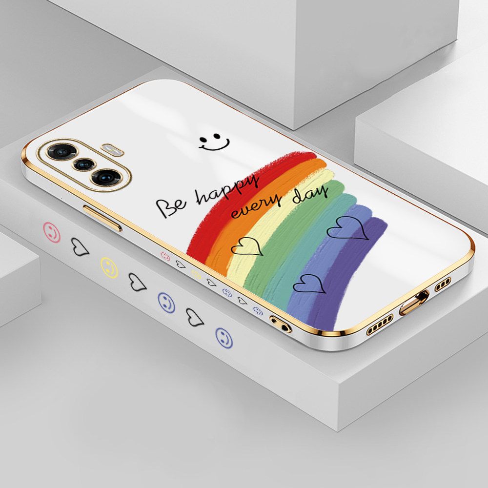 Jizetin (Free Lanyard) Xiaomi Poco F3 GT / Redmi K40 Gaming Case Rainbow Doodle Luxury 6D Plating Soft Casing Silicone Ultra Thin Phone Cover