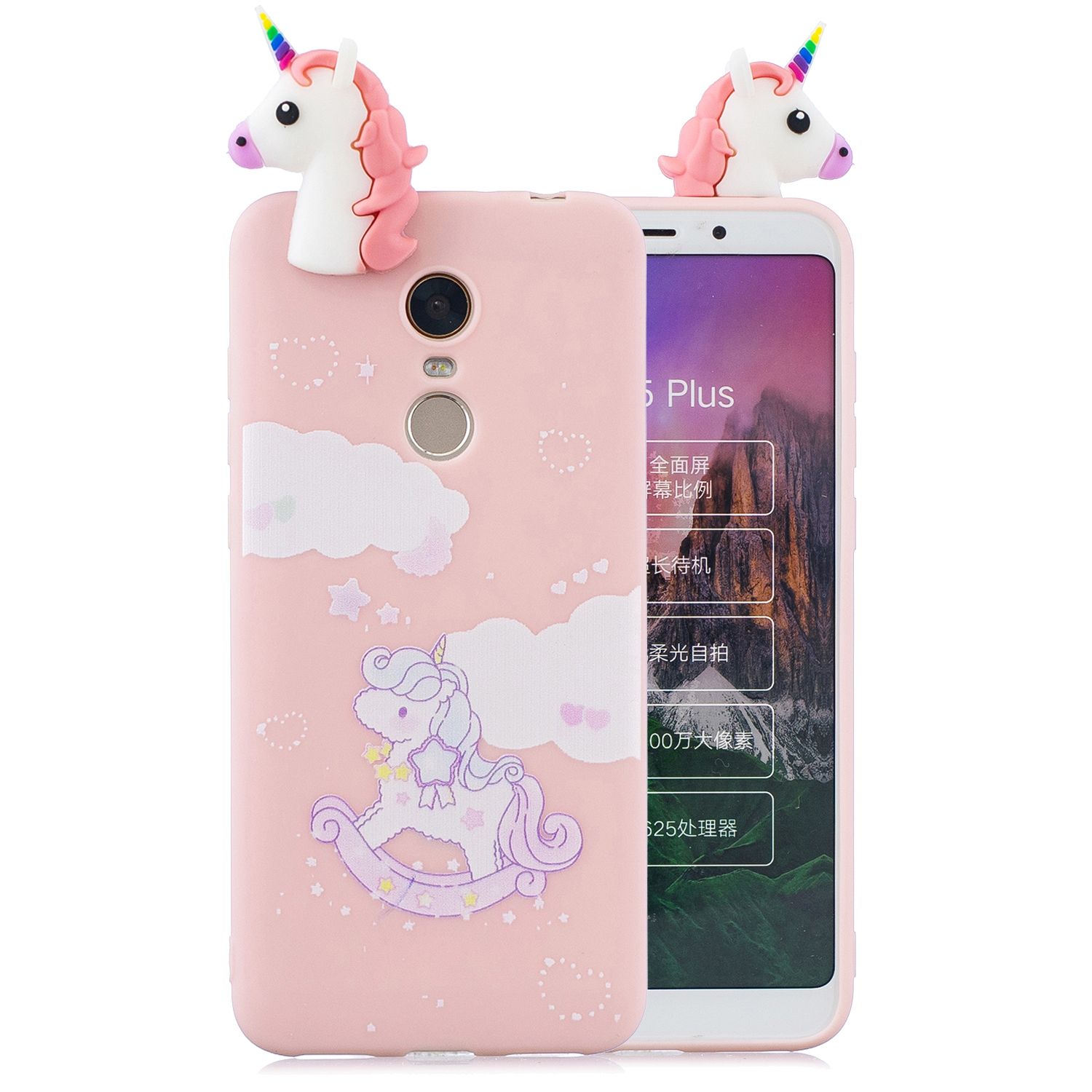 Yfashion For Redmi 5 plus 3D Cute Coloured Painted l PU Anti-scratch Non-slip Protective Cover Back Case