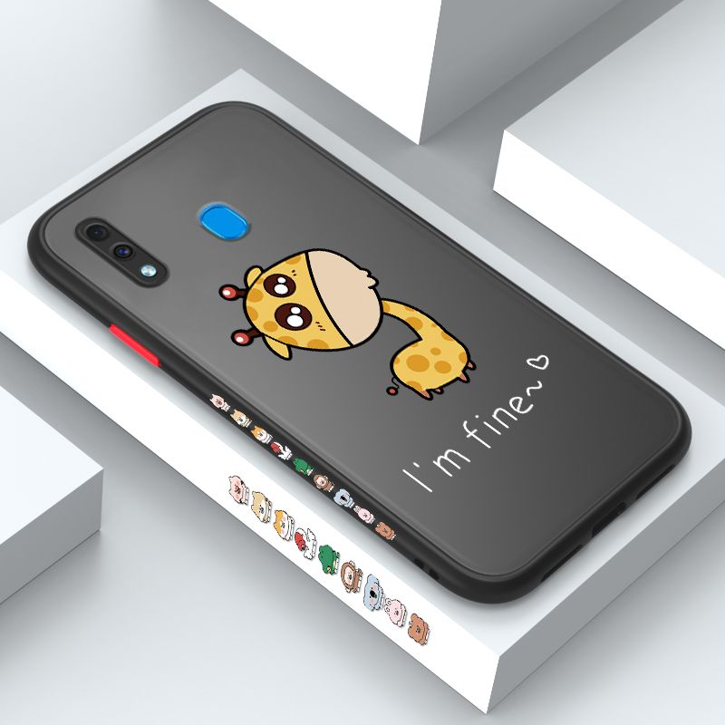 ZeroQiQi for Samsung A30 Case Cute Funny Giraffe Side Printing Cover Frosted Ultra Thin Protective Anti Fall Phone Case