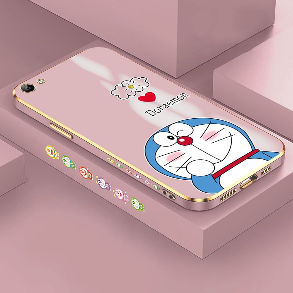 Jizetin (Free Lanyard) Vivo Y65 Case Cute Jingle Cat Luxury 6D Plating Soft Casing Silicone Ultra Thin Phone Cover