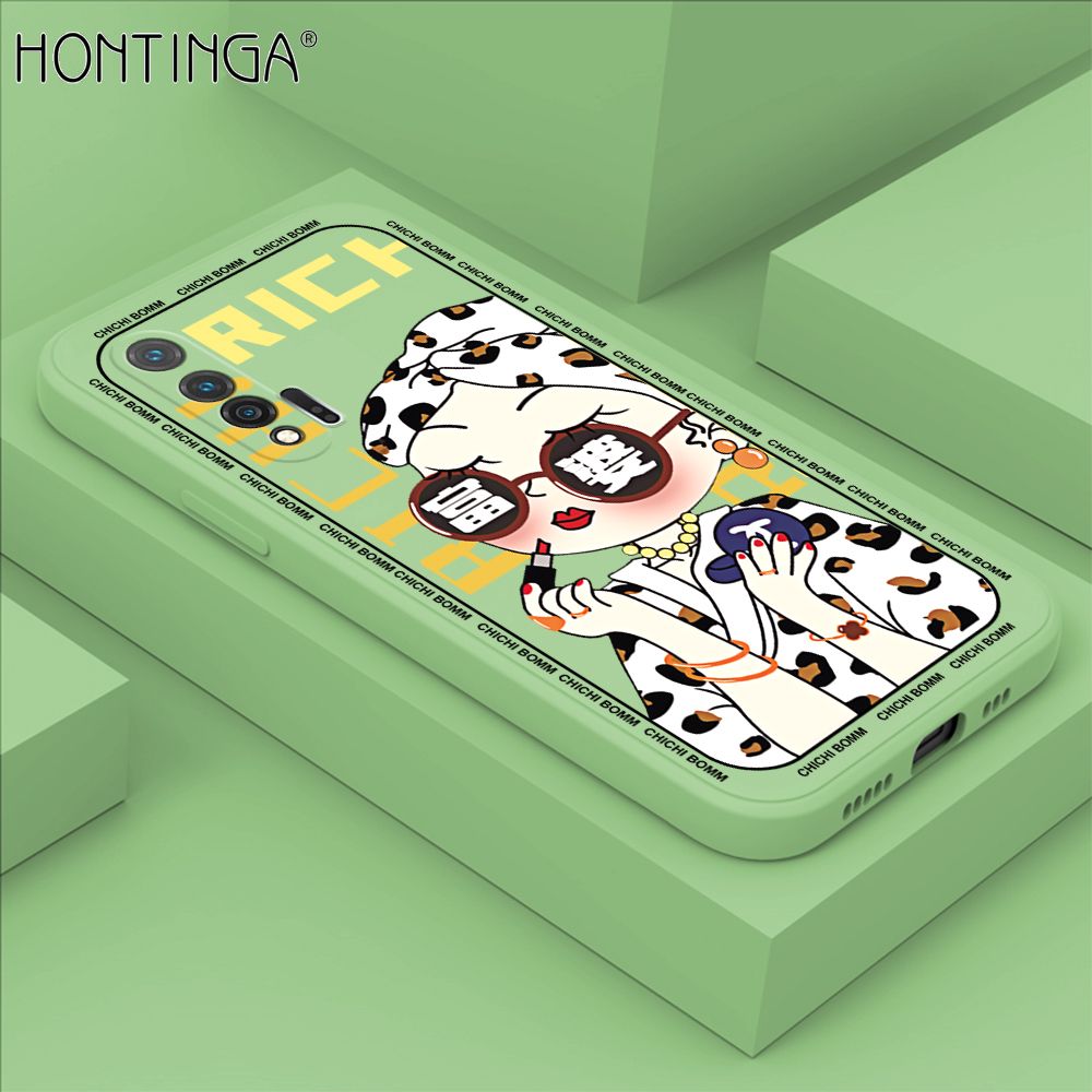 Hontinga for Huawei Nova 6 Case Fashion Sunglasses Rich Girl Phone Case Phone Case Soft Square Edge Silicone Cases Full Lens Cover Shockproof Protection Cover