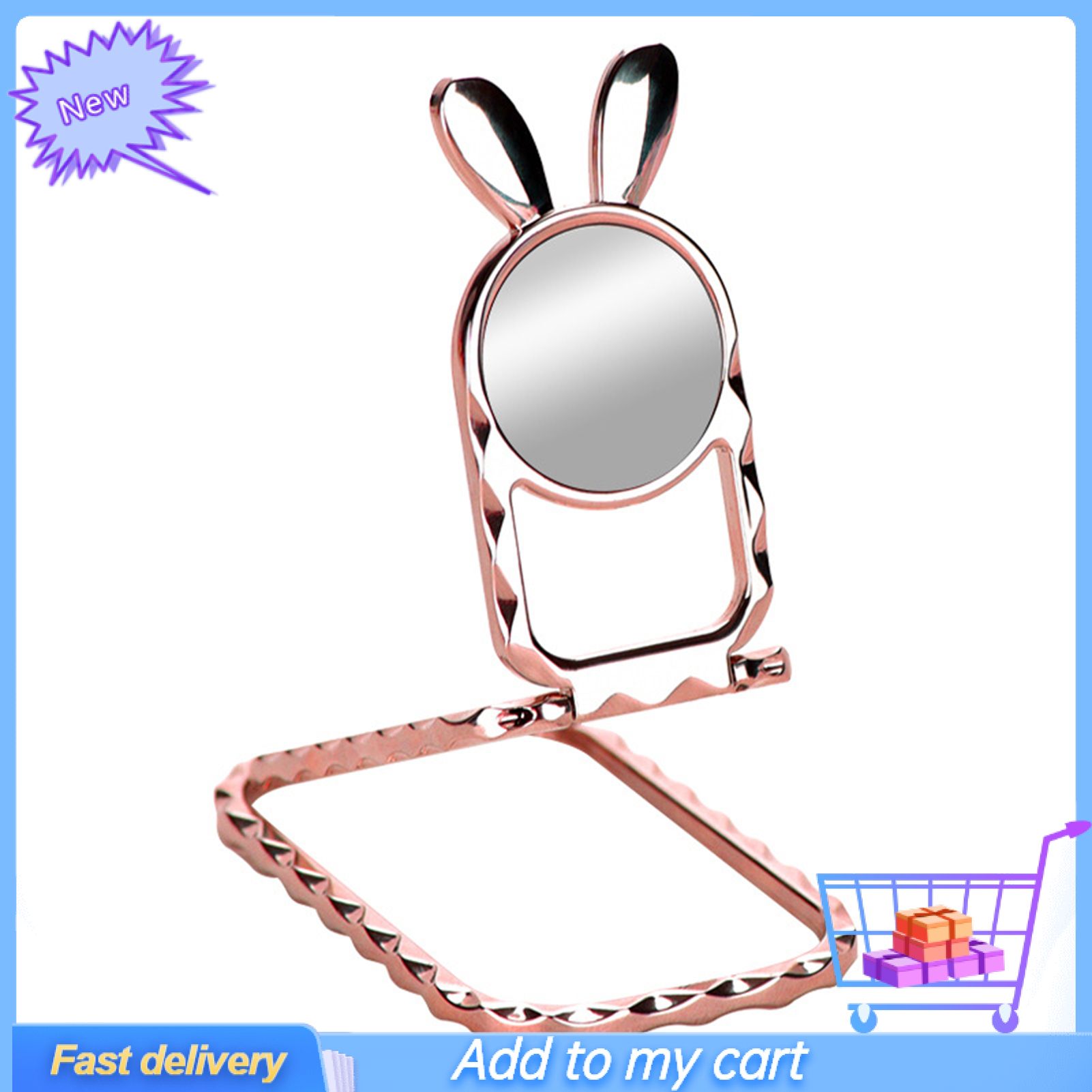 Mobile Phone Holder Rabbit Ear Magnetic Foldable Three Ring Buckle Cellphone Tablet Bracket for Desktop