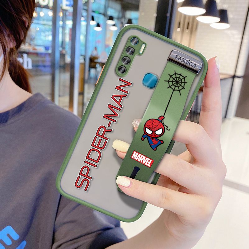 UCUC for Infinix S5 Wrist Strap Case Superhero Spider Superman Wristband Printing Cover Shockproof Frosted Phone Case