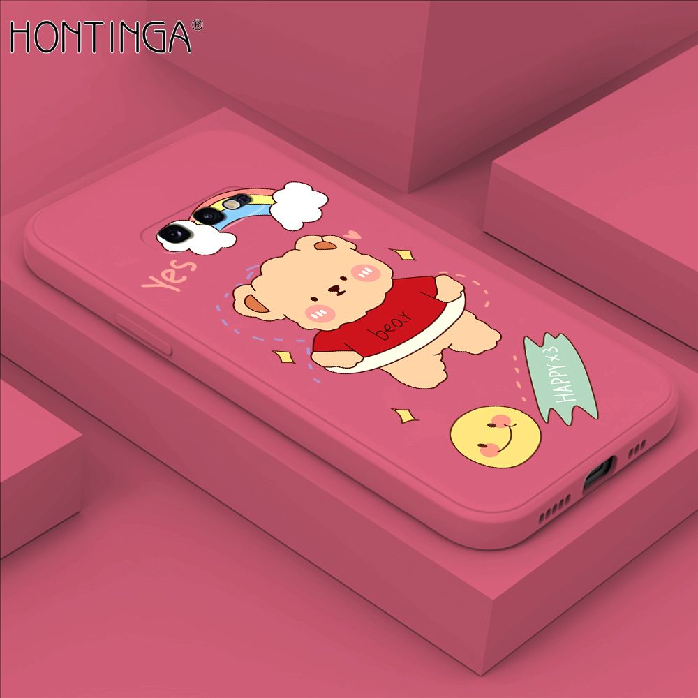 Hontinga for Samsung S10E Case Lovely Cartoon Bear Phone Case Phone Case Soft Square Edge Silicone Cases Full Lens Cover Shockproof Protection Cover