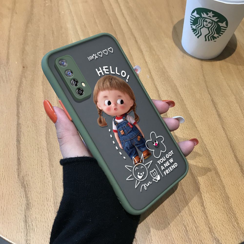 For Realme 7/Realme 20 Narzo Pro Cute Lovely Girls New Friend Frosted Transparent Hard Phone Casing Full Cover Camera Protect Case
