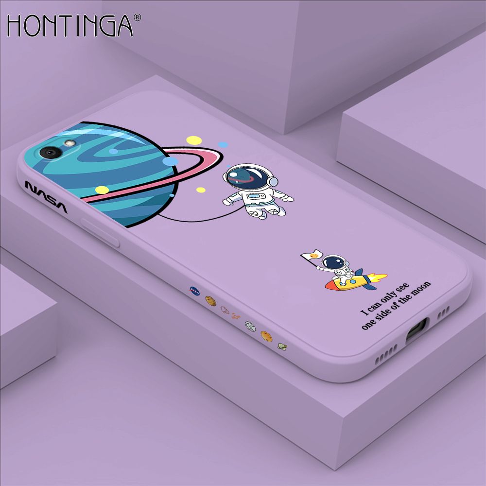 Hontinga for Vivo V5 V5S V5 Lite Case Cartoon Astronaut Side Design Back Cover Soft Square Edge Liquid Silicone Phone Cases