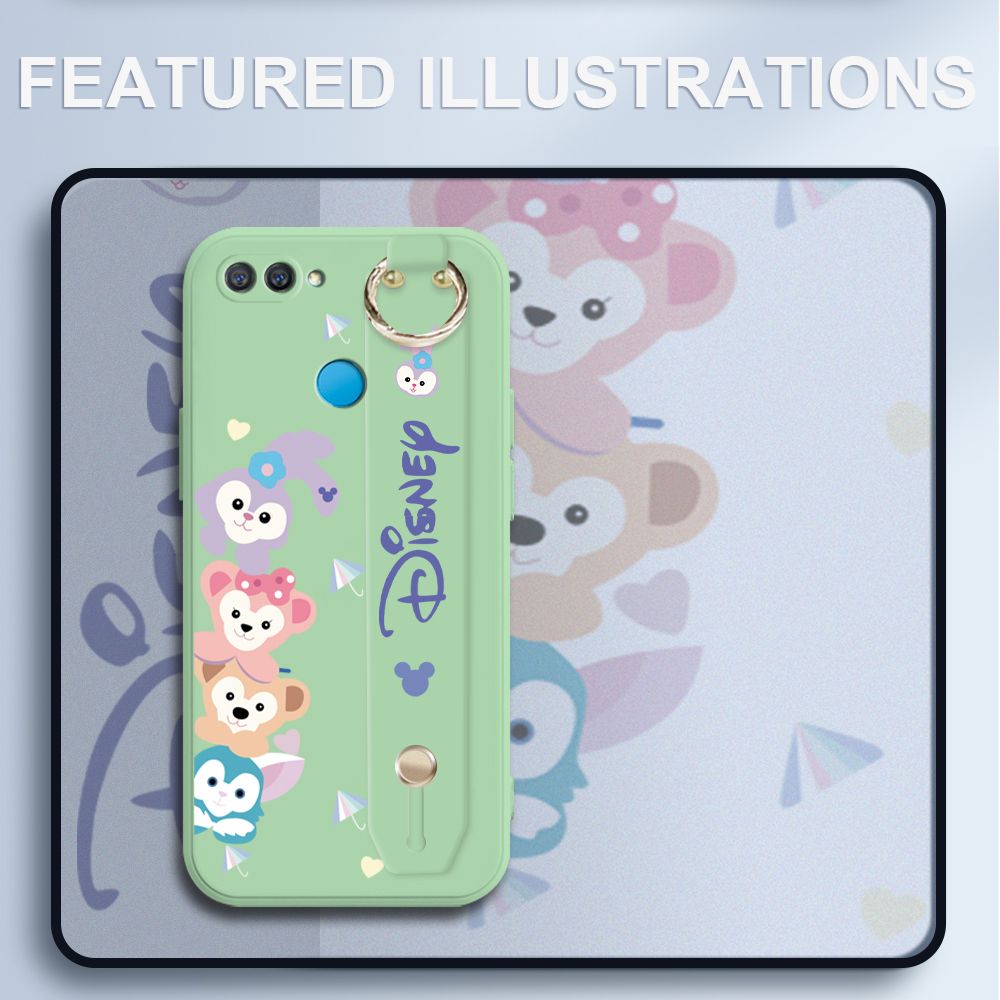 UCUC for OPPO A12 Wrist Strap Case Creative Cartoon Cute Bunny Cover Ultra Thin Anti Fall Liquid Silicone Phone Case