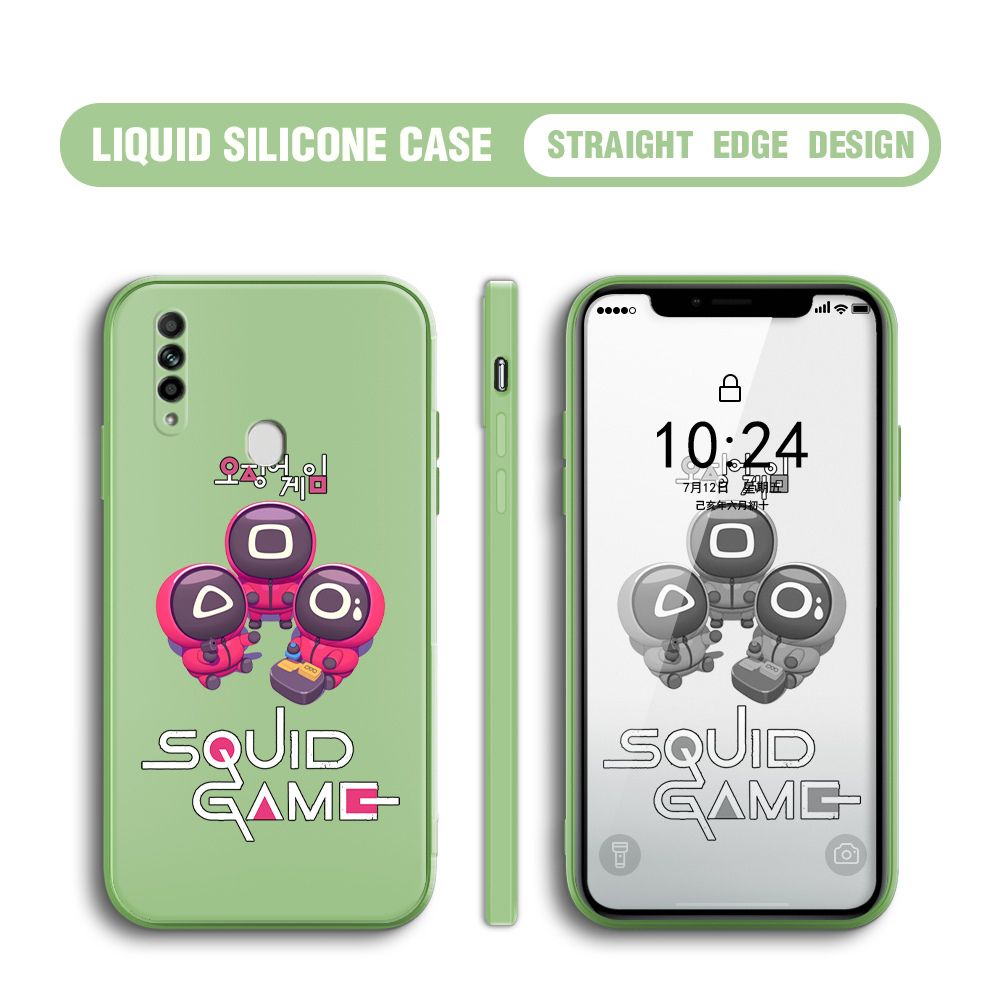 Jizetin for OPPO A31 2020 Case Cute Cartoon Cute Squid Character Phone Cover Square Liquid Silicone Shockproof Phone Protective Case