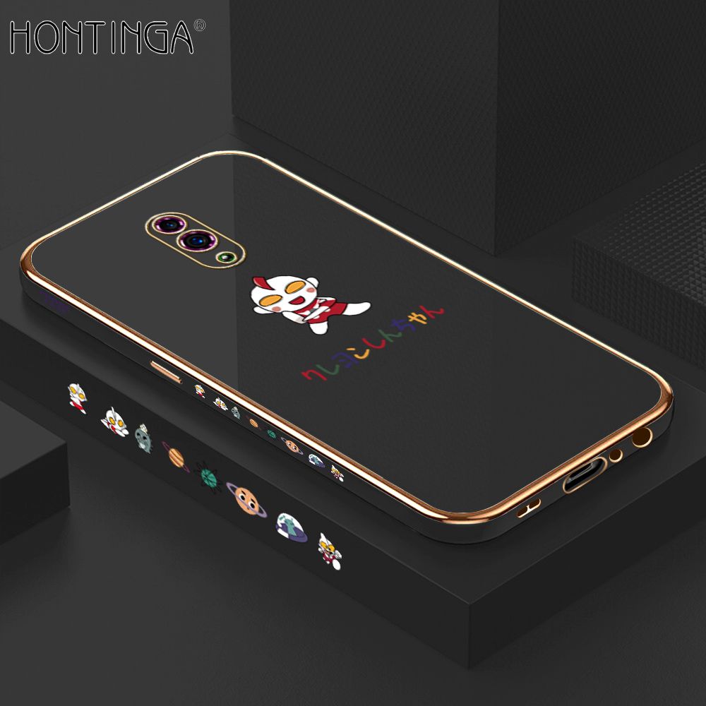 Hontinga for OPPO Reno Case Luxury 6D Plating Soft Casing Silicone Square Frame Phone Cover Shiny Bling Side Print Cartoon Childhood Memories Cases