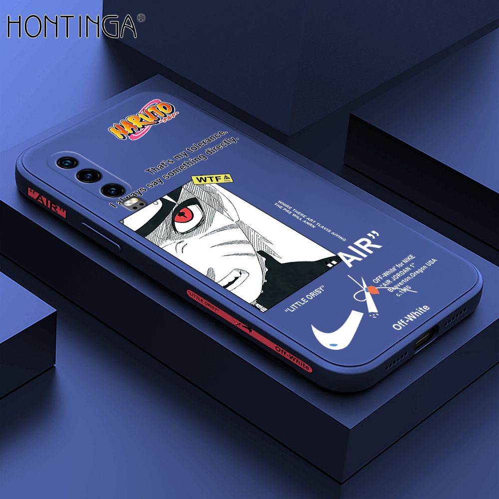 Hontinga for Huawei P30 Case Side Design New Anime Naruto for Boys Back Cover Soft Square Edge Pattern Liquid Silicone Trend Phone Cases