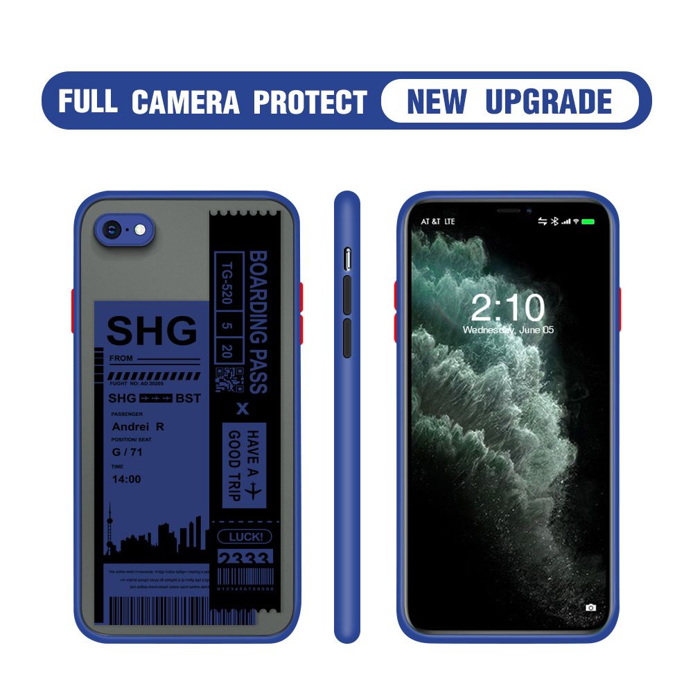 Hontinga for iPhone 6 Plus / 6s Plus Case Cute Air Ticket City Scenery Camera Shockproof Protection Cases Edge Frosted Transparent Phone Cover