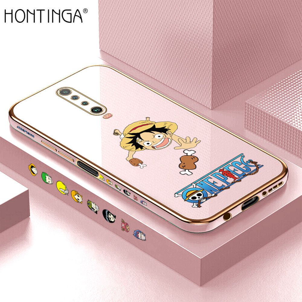 Hontinga for Xiaomi Poco X2 / K30 Back Cover + Free Lanyard Luxury 6D Plating Big Stick Meat Boy Side Pattern Case Soft Silicone Square Mobile Cover
