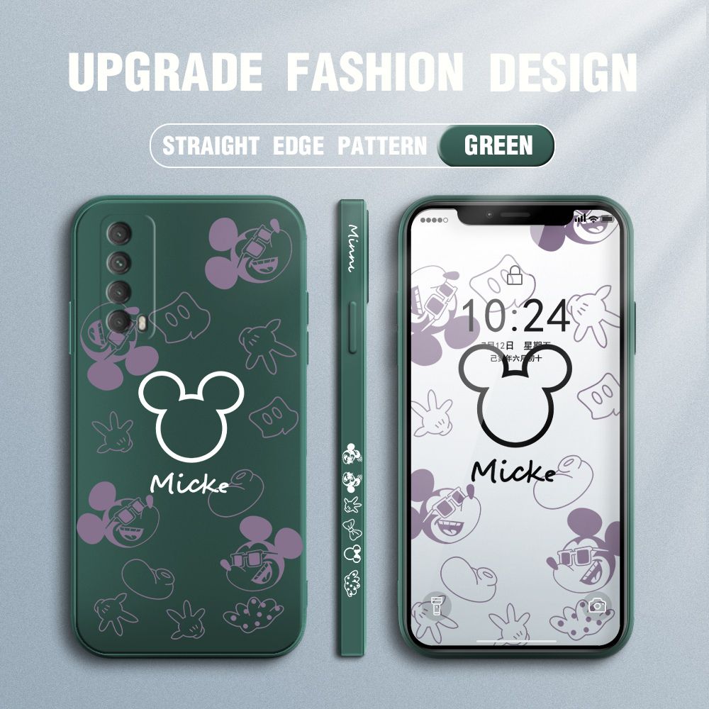 Jizetin for Huawei Y7A 2020 Case Creative Printing Pattern Side Design Phone Case Square Edge Pattern Liquid Silicone Cases Full Cover Camera Shockproof Protective Case