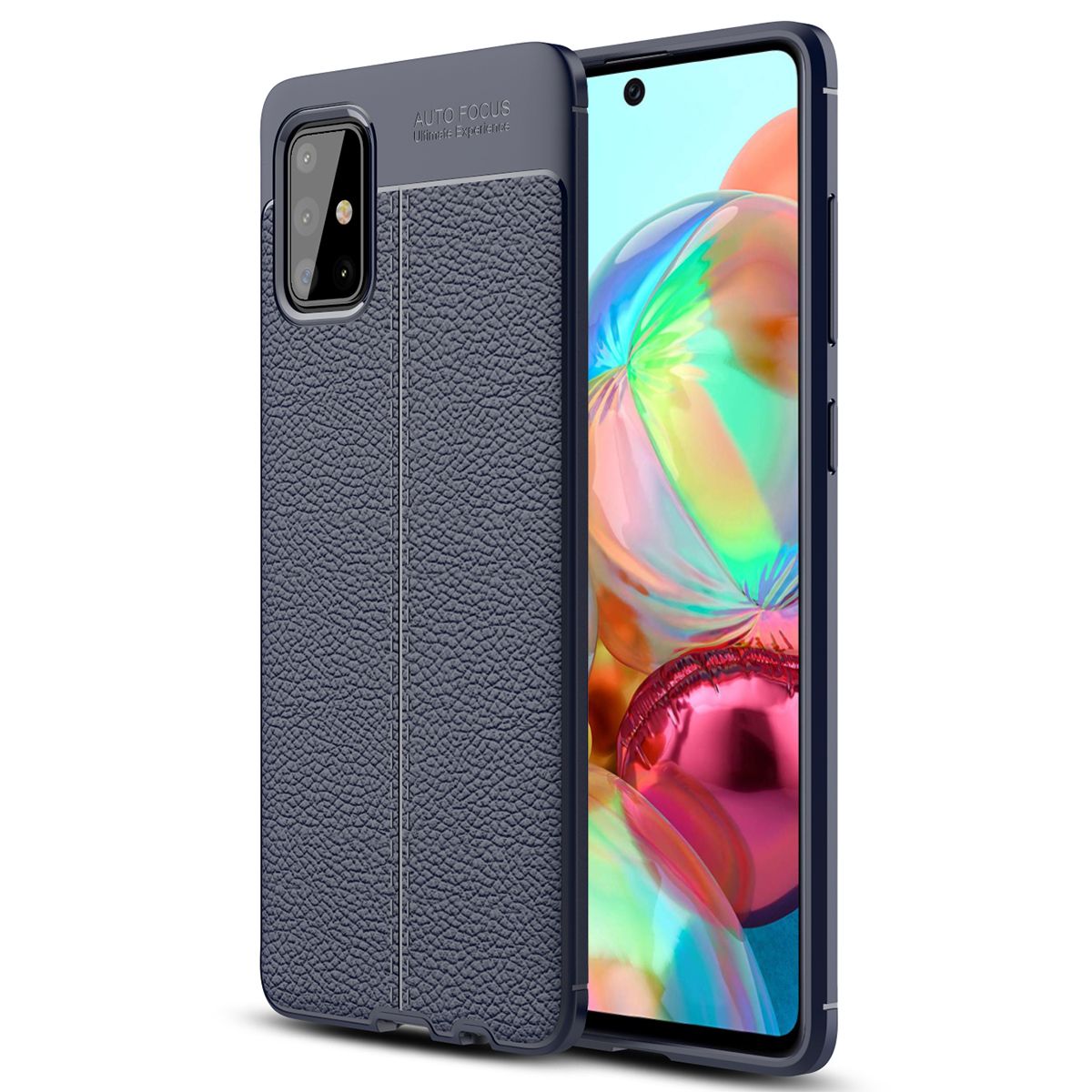 Shockproof Case For Samsung Galaxy A71 Leather Texture Soft Silicone Phone Back Cover